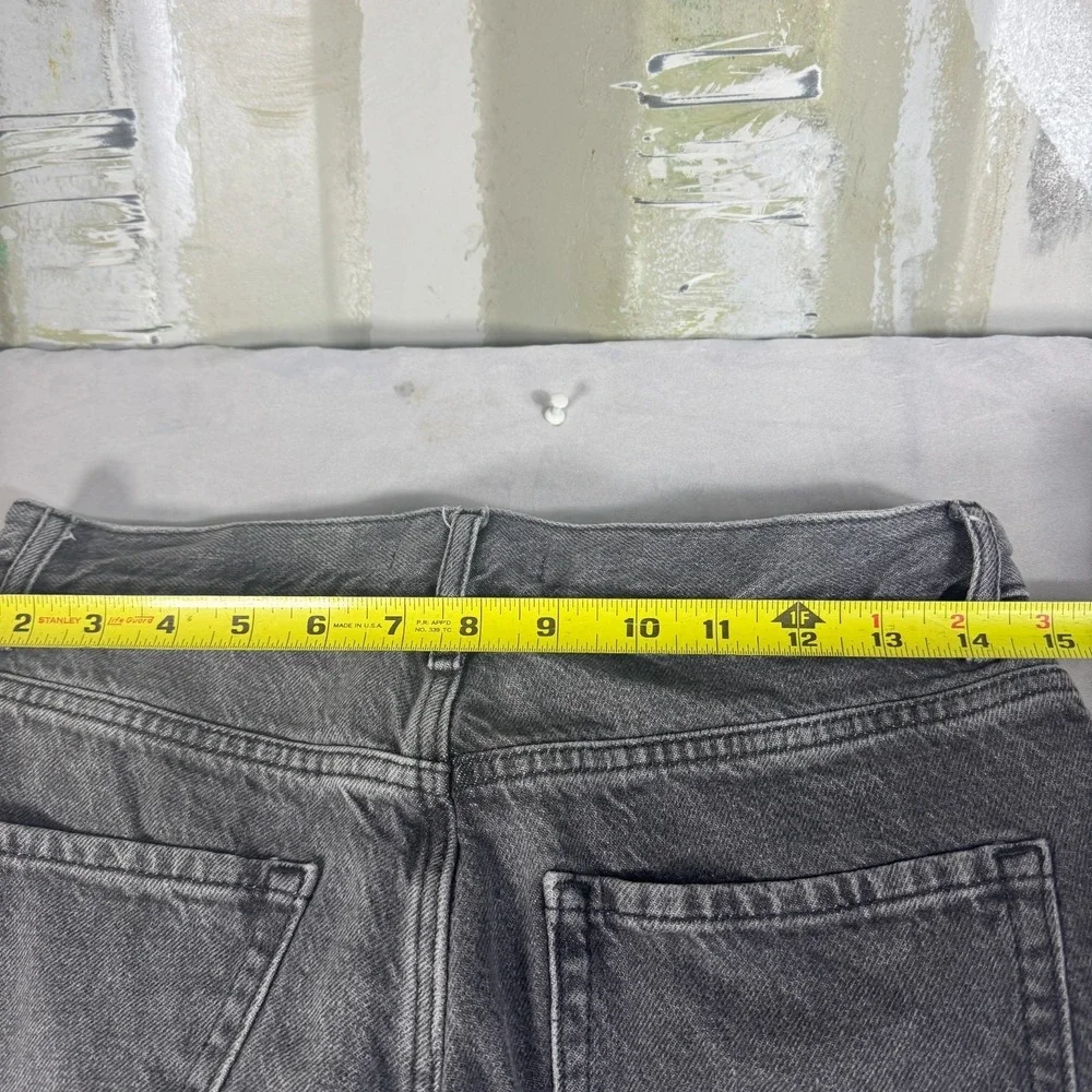 PacSun Womens Straight Jeans Dark Gray Denim Fray‎ Raw Hem High Rise Outdoor 28